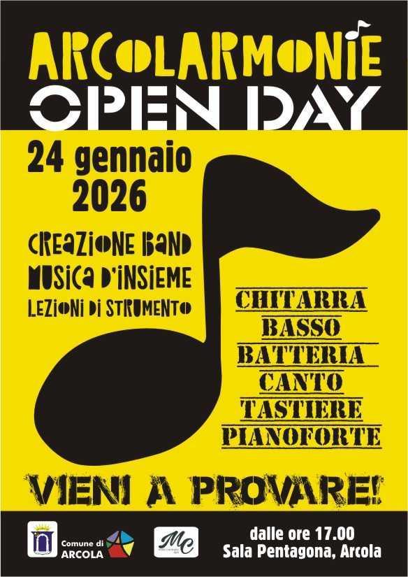 Open Day della scuola di musica arcolana ArcolArmonie (inizio ore 17.00)