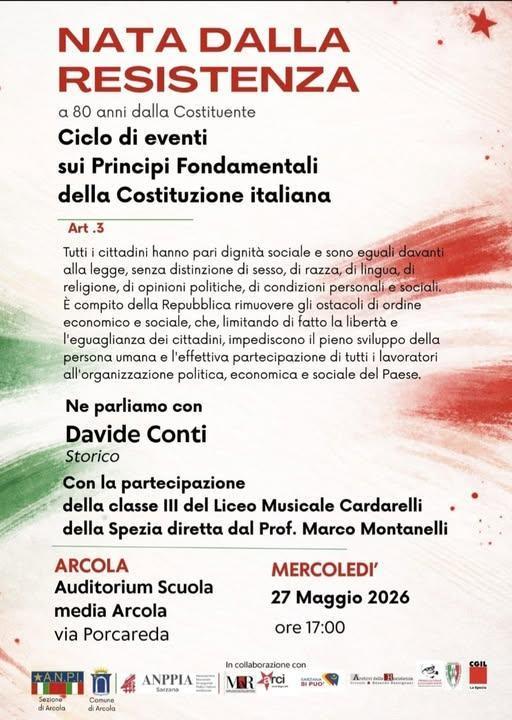 Rassegna “Nata dalla Resistenza”: Ciclo di eventi sui Principi Fondamentali della Costituzione Italiana (inizio ore 17.00)