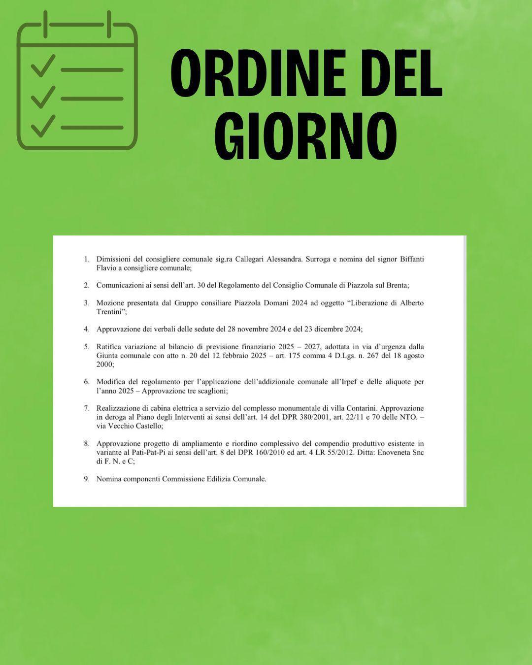 Convocazione Consiglio Comunale (inizio ore 20.30)