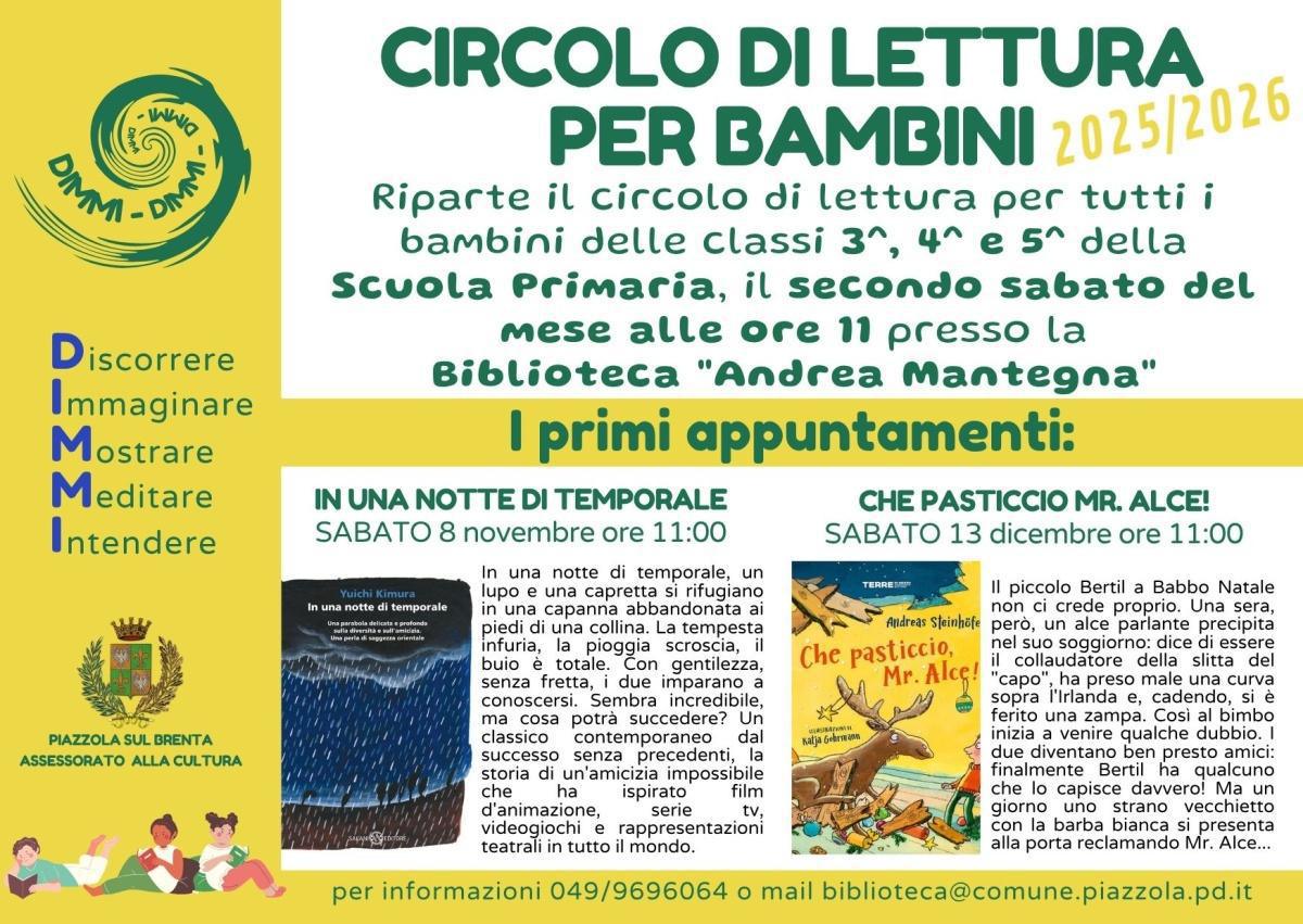 Circolo di Lettura per Bambini 2025/2026 (inizio ore 11:00) Circolo di Lettura per Bambini 2025/2026 (inizio ore 11:00)