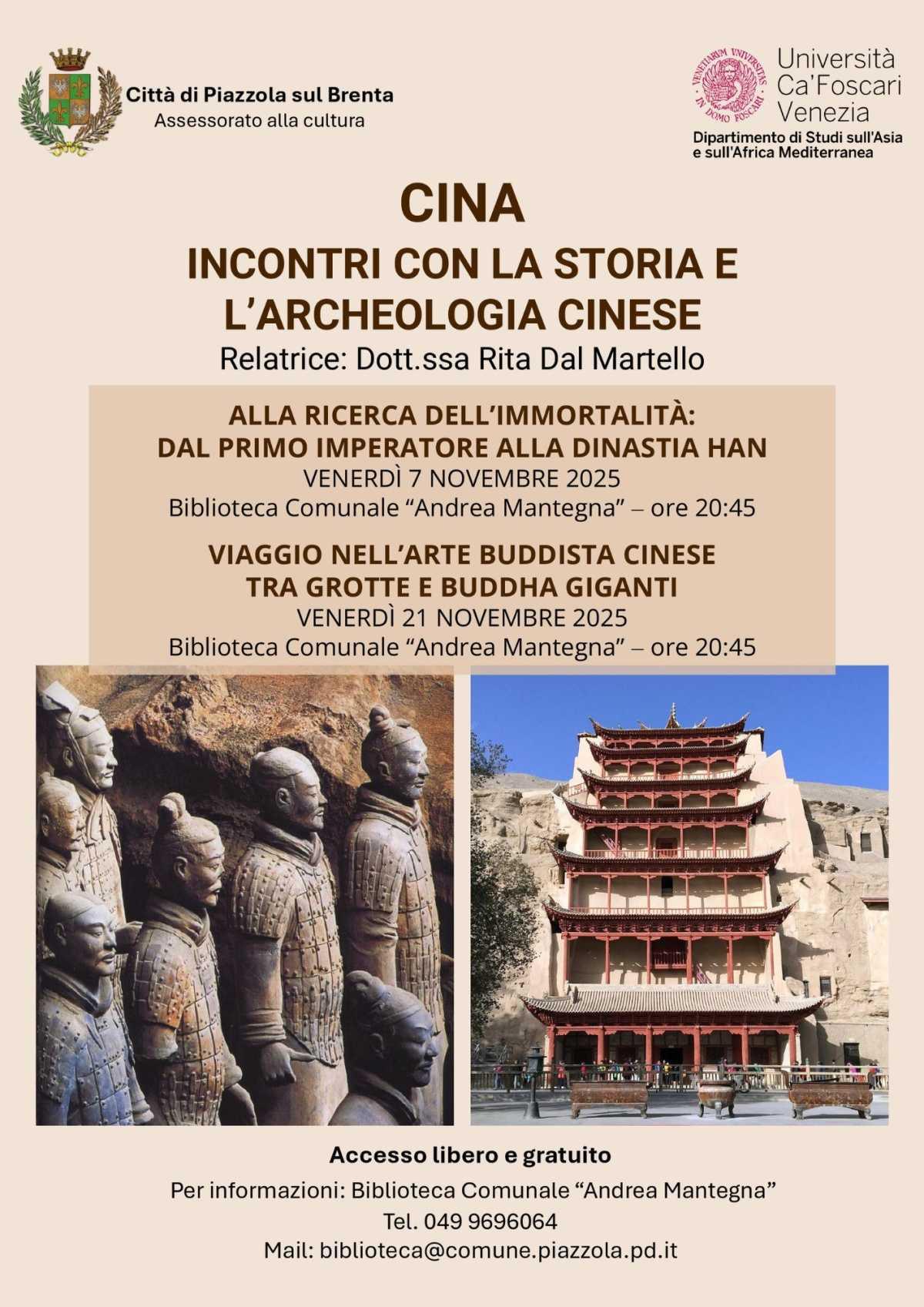 Viaggio nell’arte buddista cinese: tra grotte e Buddha giganti Un percorso tra le meraviglie scolpite nella roccia e la spiritualità che ha ispirato secoli di arte (inizio ore 20.45)
