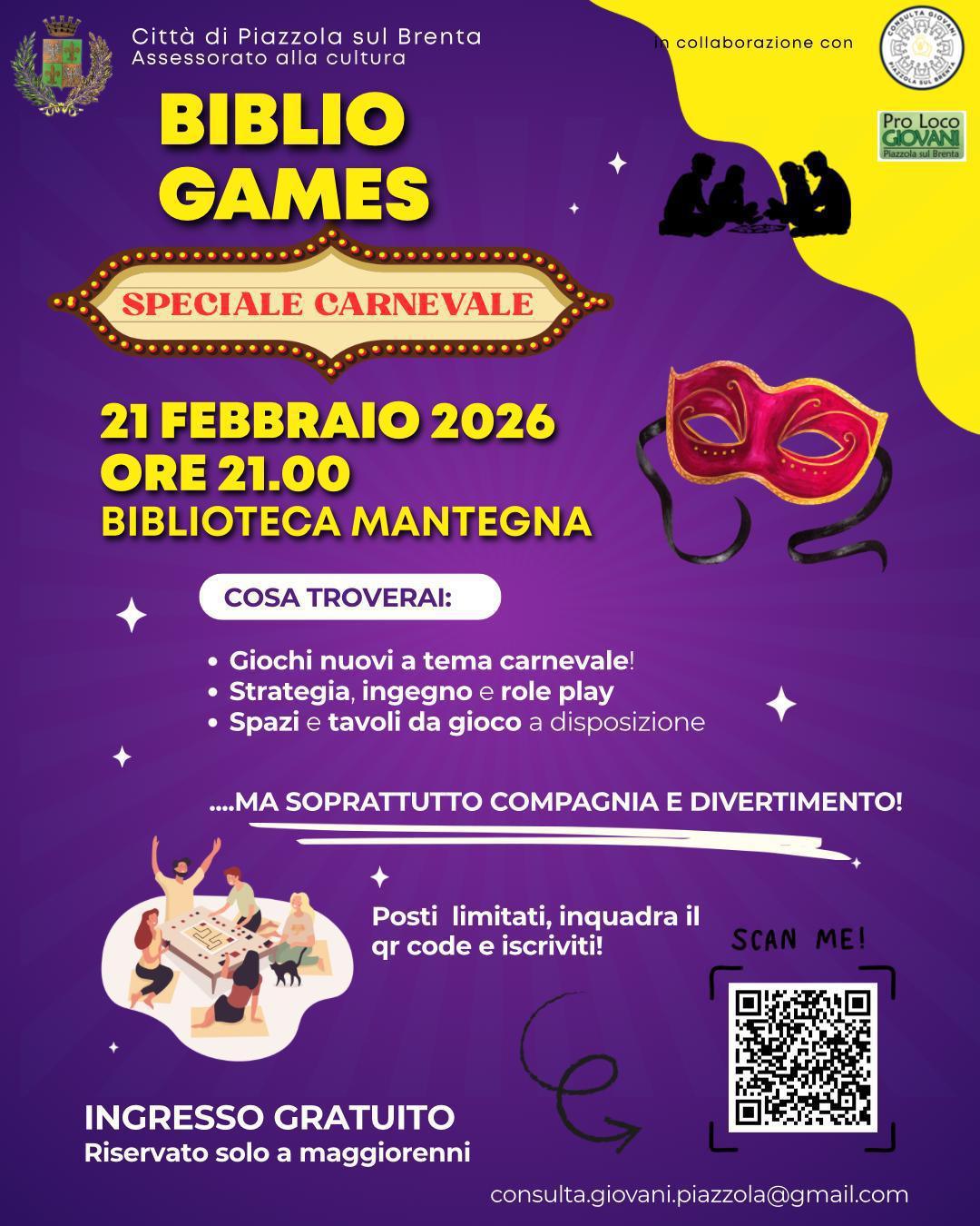 Biblio Games: Speciale Carnevale (inizio ore 21.00)