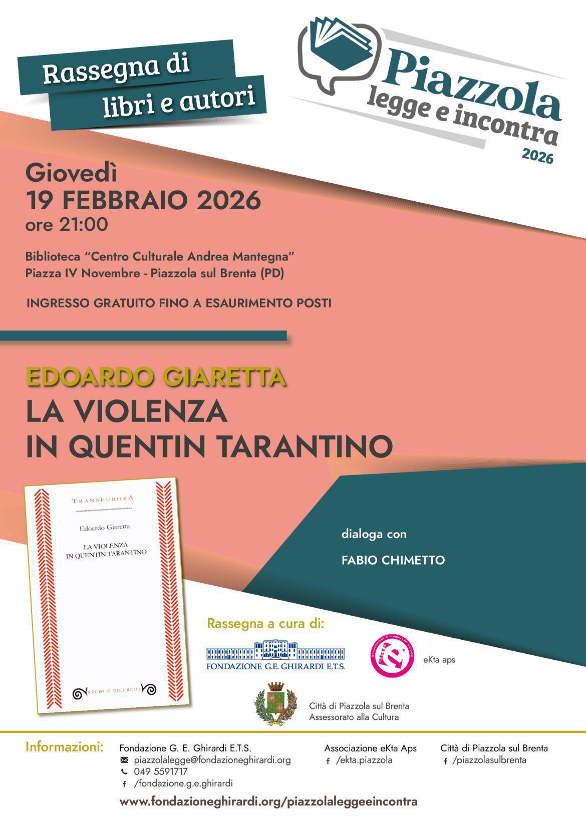 Rassegna di libri e autori - "La Violenza in Quentin Tarantino" (inizio ore 21.00)