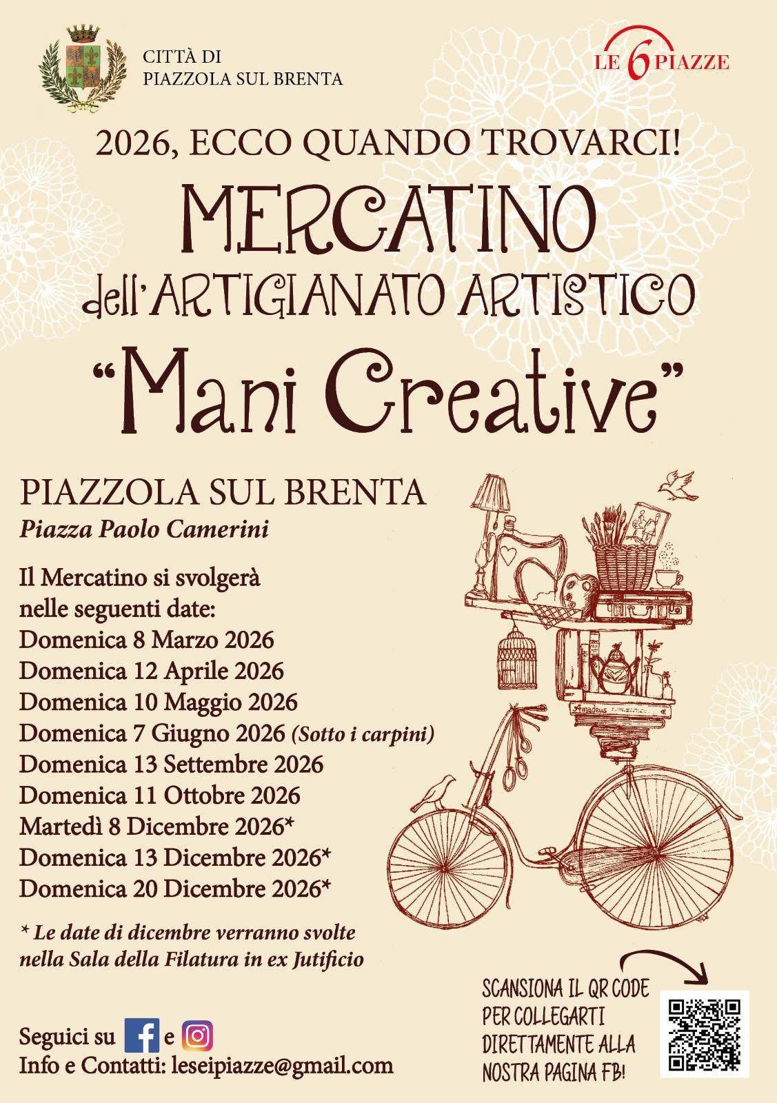 Mercatino dell'Artigianato Artistico "Mani Creative" (dalle ore 9.00 alle 18.00)