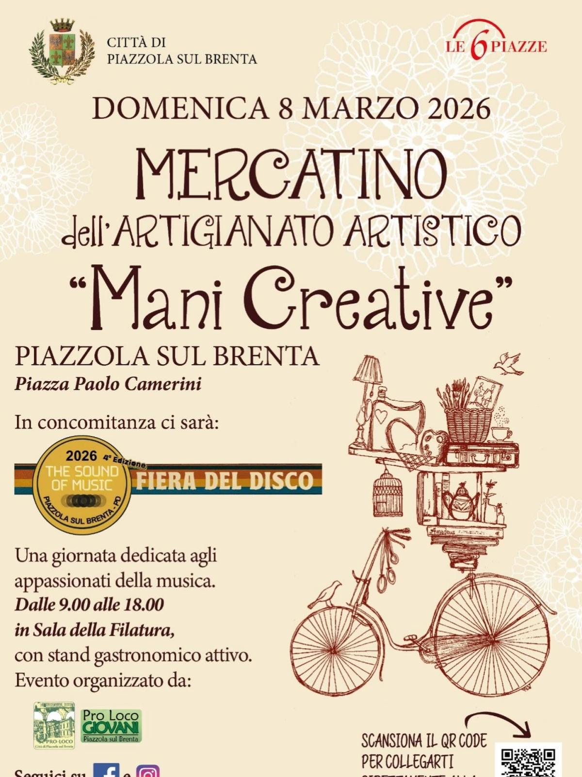 Mercatino dell'Artigianato Artistico "Mani Creative" (dalle ore 9.00 alle 18.00) Mercatino dell'Artigianato Artistico "Mani Creative" (dalle ore 9.00 alle 18.00)