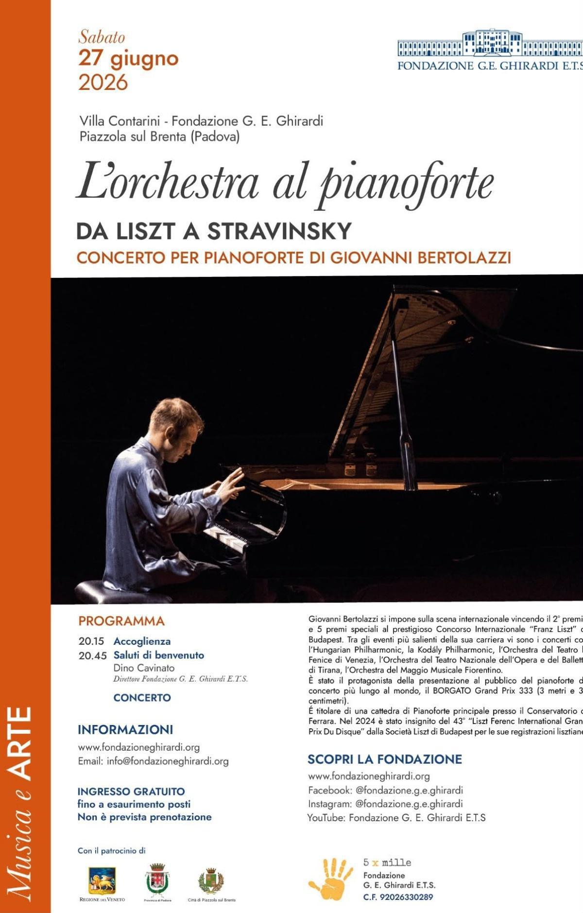 "L'Orchestra al Pianoforte" da Liszt a Stravinsky (inizio ore 20.45)
