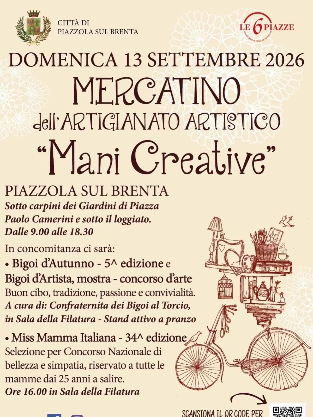 Mercatino Dell'Artigianato Artistico "Mani Creative" ( dalle 9.30 alle 18.30)