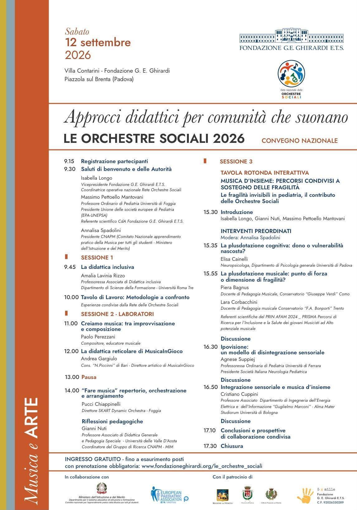 Le Orchestre Sociali 2026 (inizio ore 9.30)