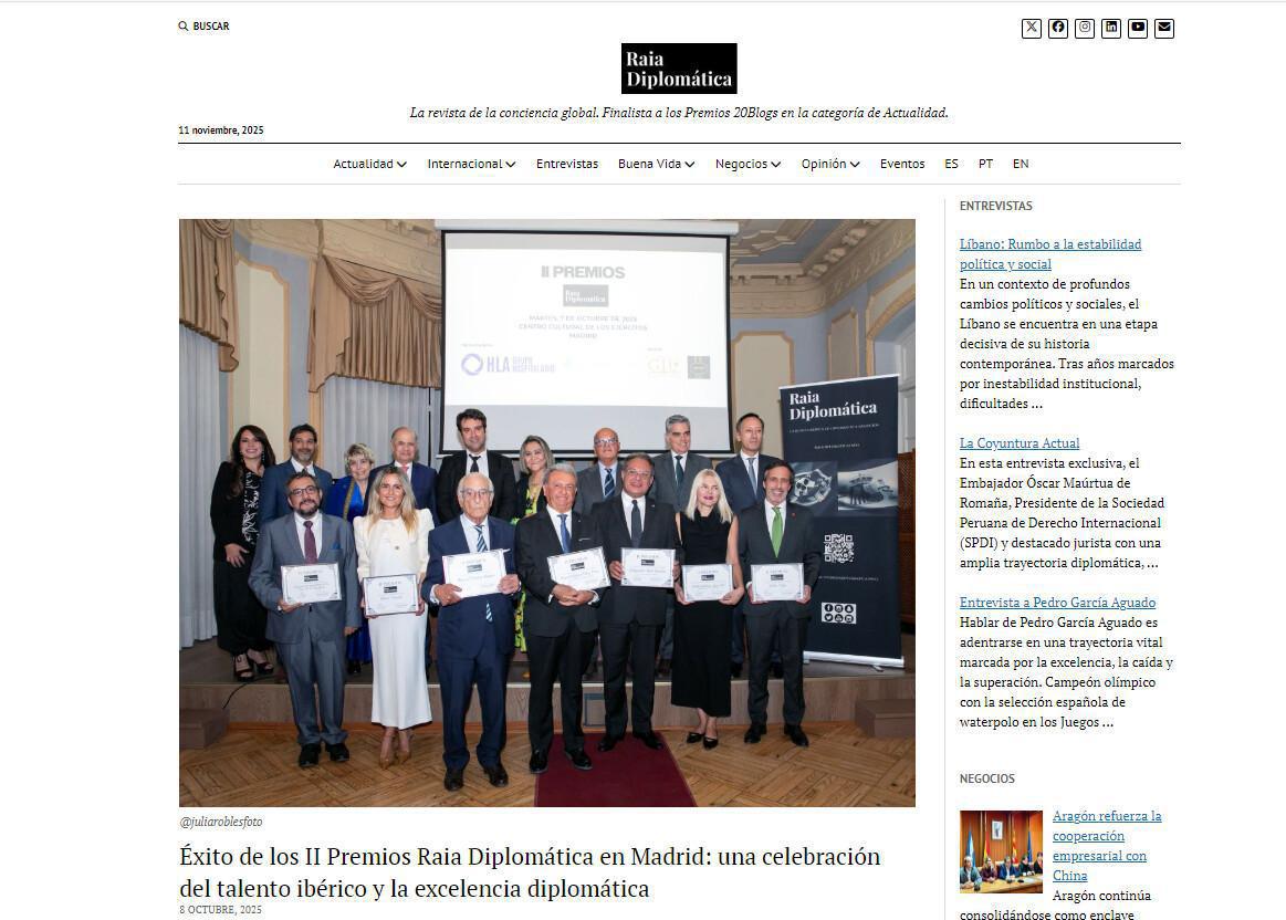 Éxito de los II Premios Raia Diplomática en Madrid: una celebración del talento ibérico y la excelencia diplomática