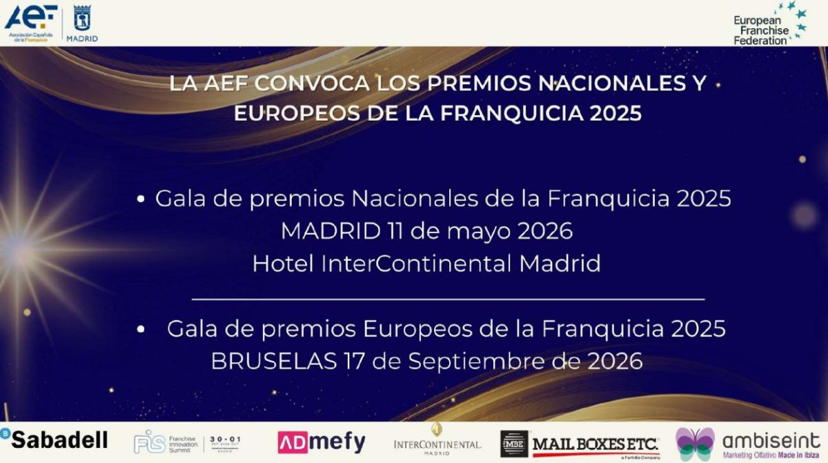 La V edición de los Premios Nacionales y Europeos de la Franquicia 2025 ya está en marcha La V edición de los Premios Nacionales y Europeos de la Franquicia 2025 ya está en marcha