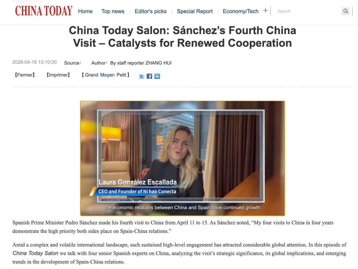 Análisis de la cuarta visita del Presidente Pedro Sánchez a China en China Today