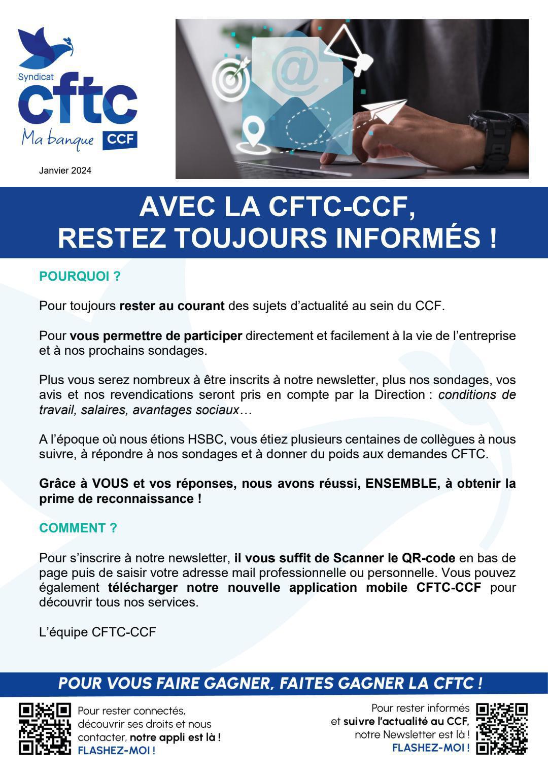 Inscription Newsletter CFTC CCF