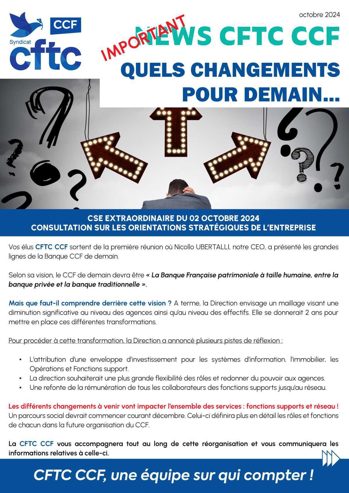 NEWS CFTC CCF / Quels changements pour demain... NEWS CFTC CCF / Quels changements pour demain...