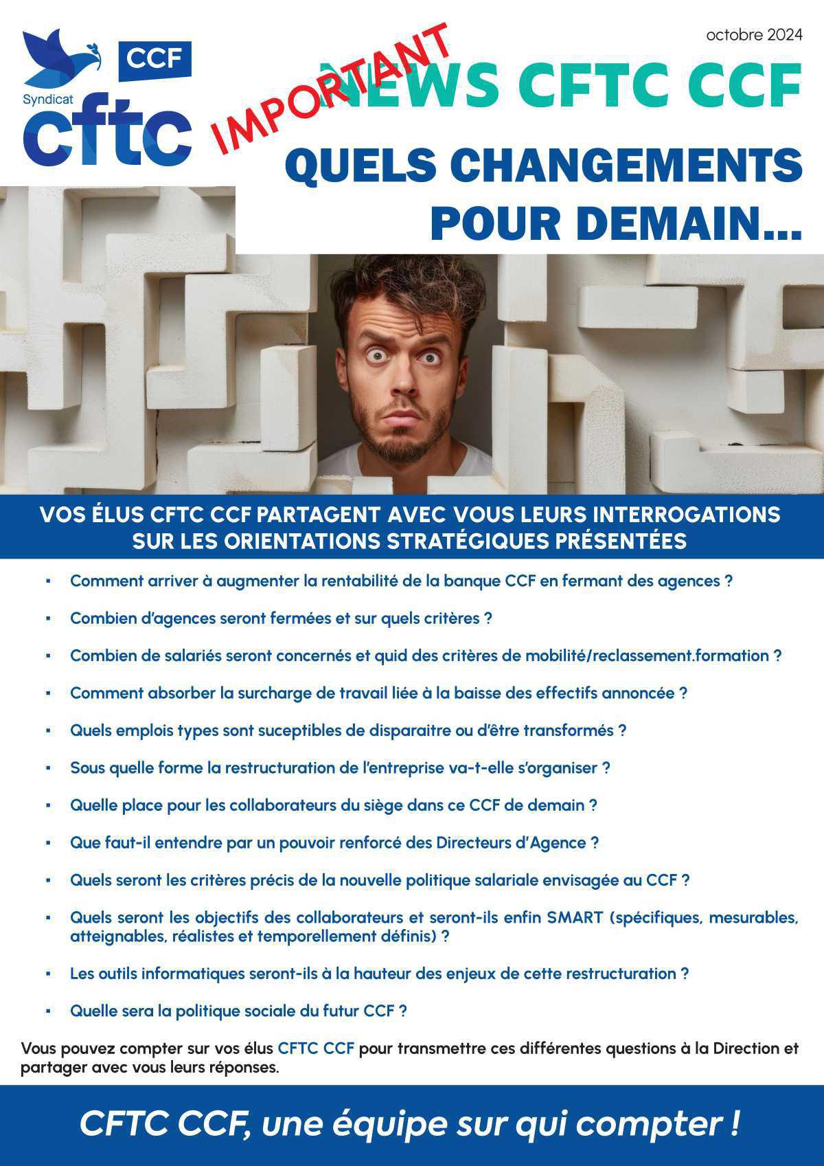 NEWS CFTC CCF / Quels changements pour demain... NEWS CFTC CCF / Quels changements pour demain...