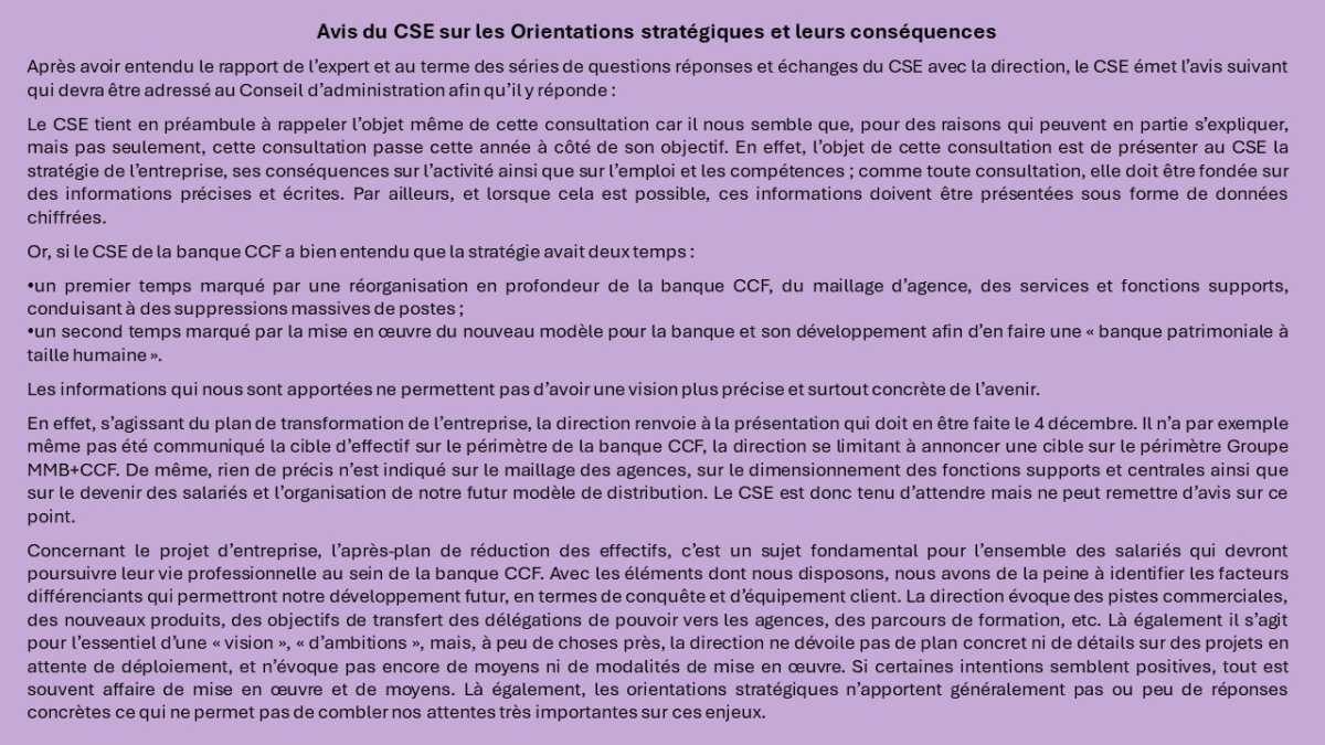 NEWS INFORMATIONS CSE DU 28 NOVEMBRE 2024