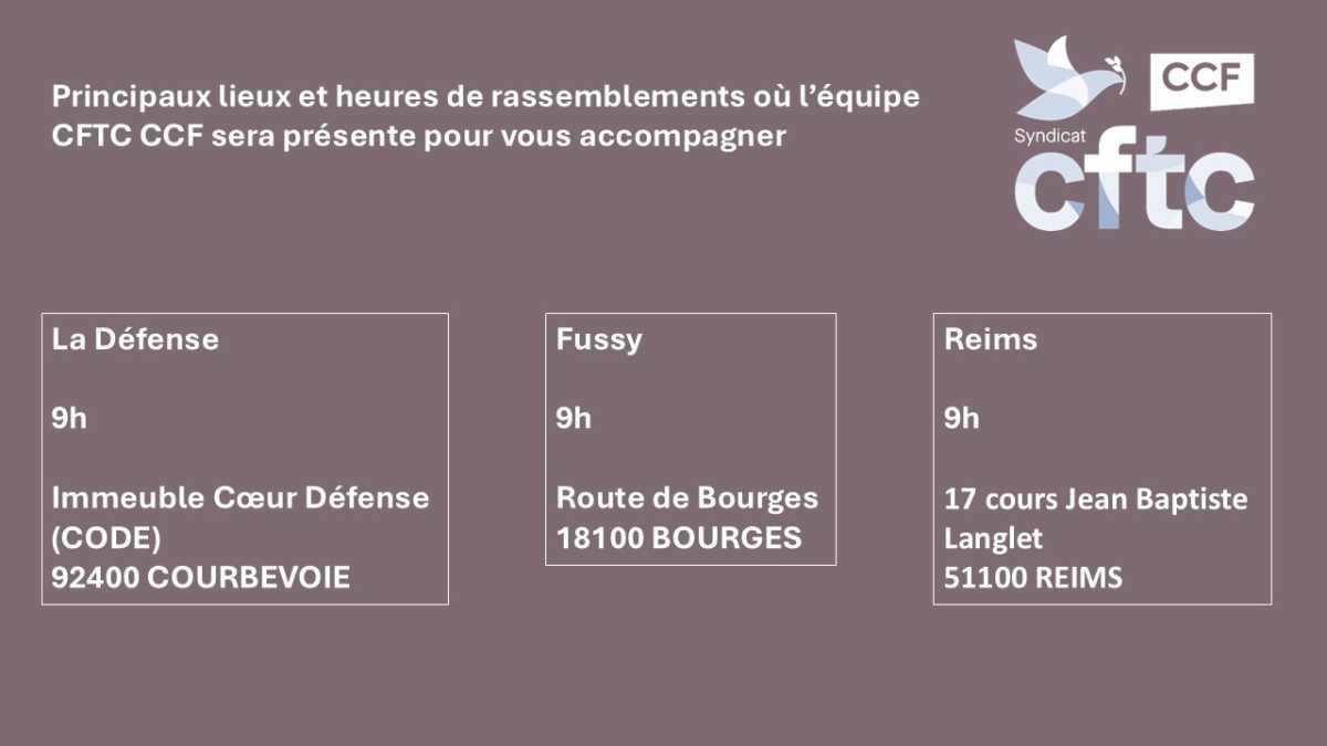 GREVE CCF BANQUE / MODALITES ET INFOS DE LA CFTC CCF