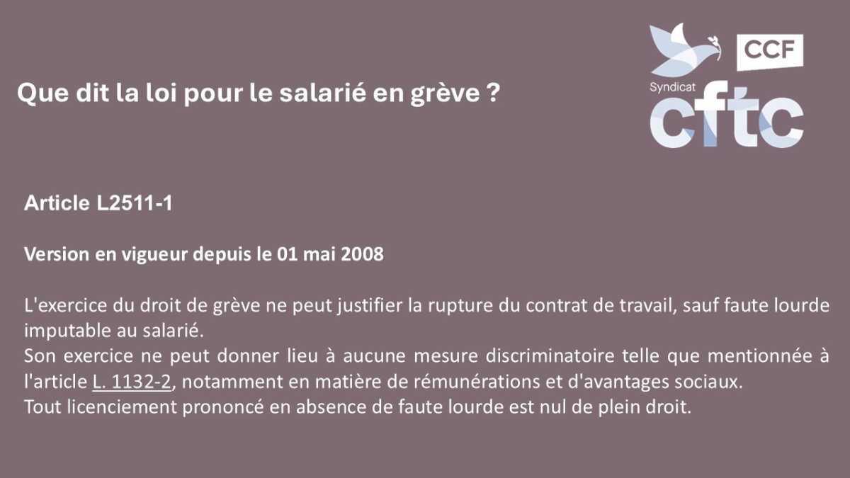 GREVE CCF BANQUE / MODALITES ET INFOS DE LA CFTC CCF
