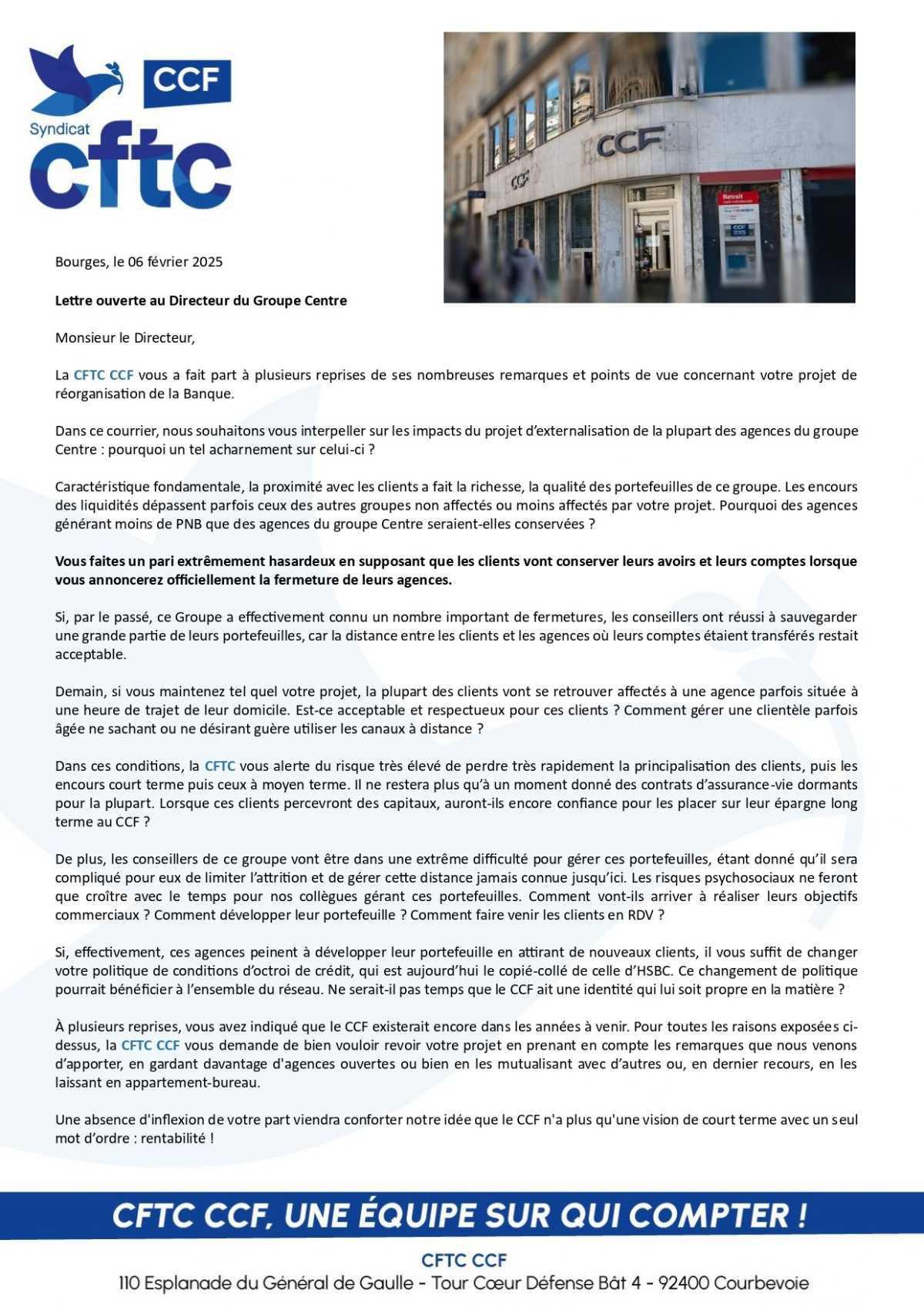 75 % des agences seraient supprimées dans le Groupe Centre ! 75 % des agences seraient supprimées dans le Groupe Centre !