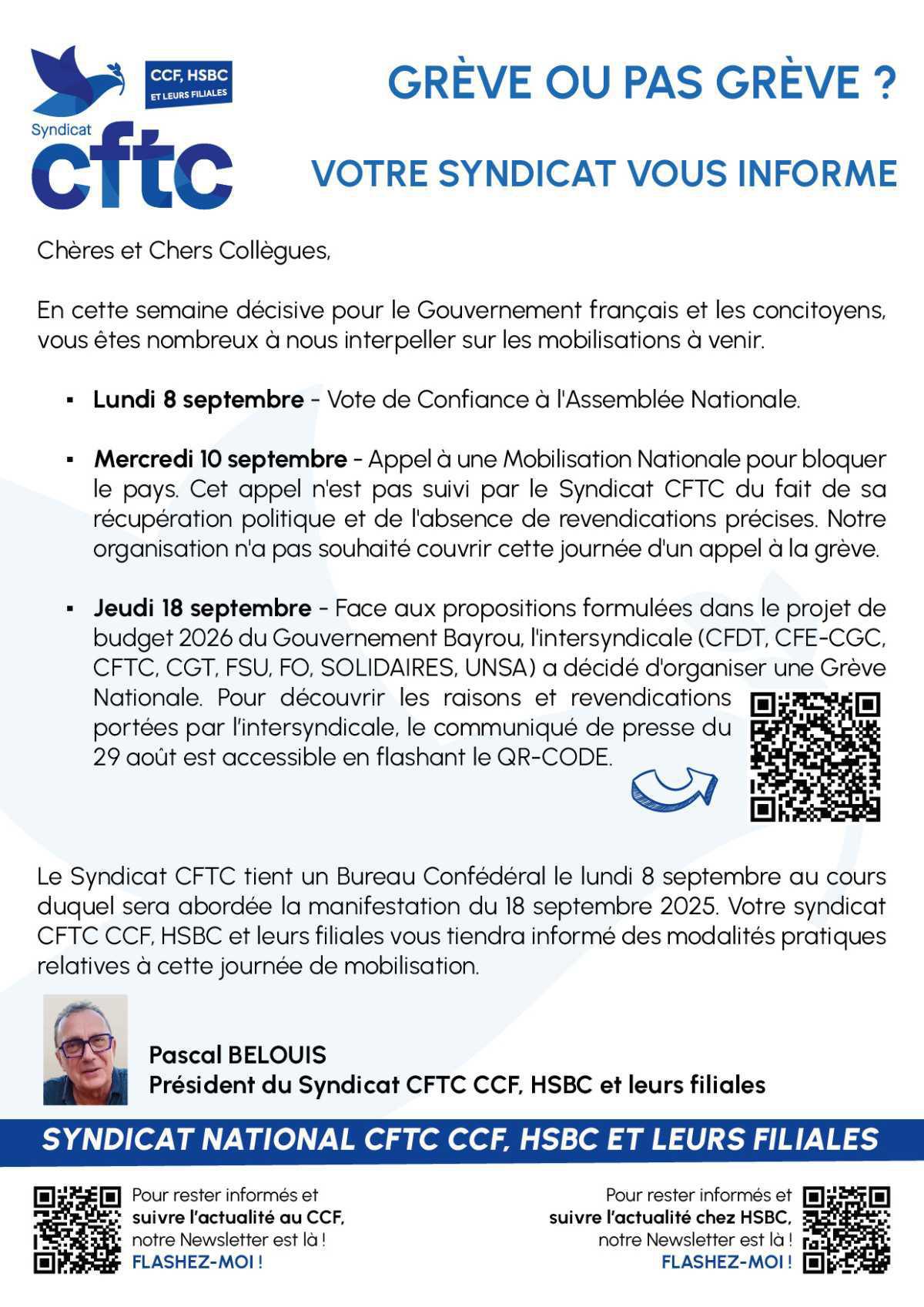 Grève ou pas grève - Votre syndicat vous informe !