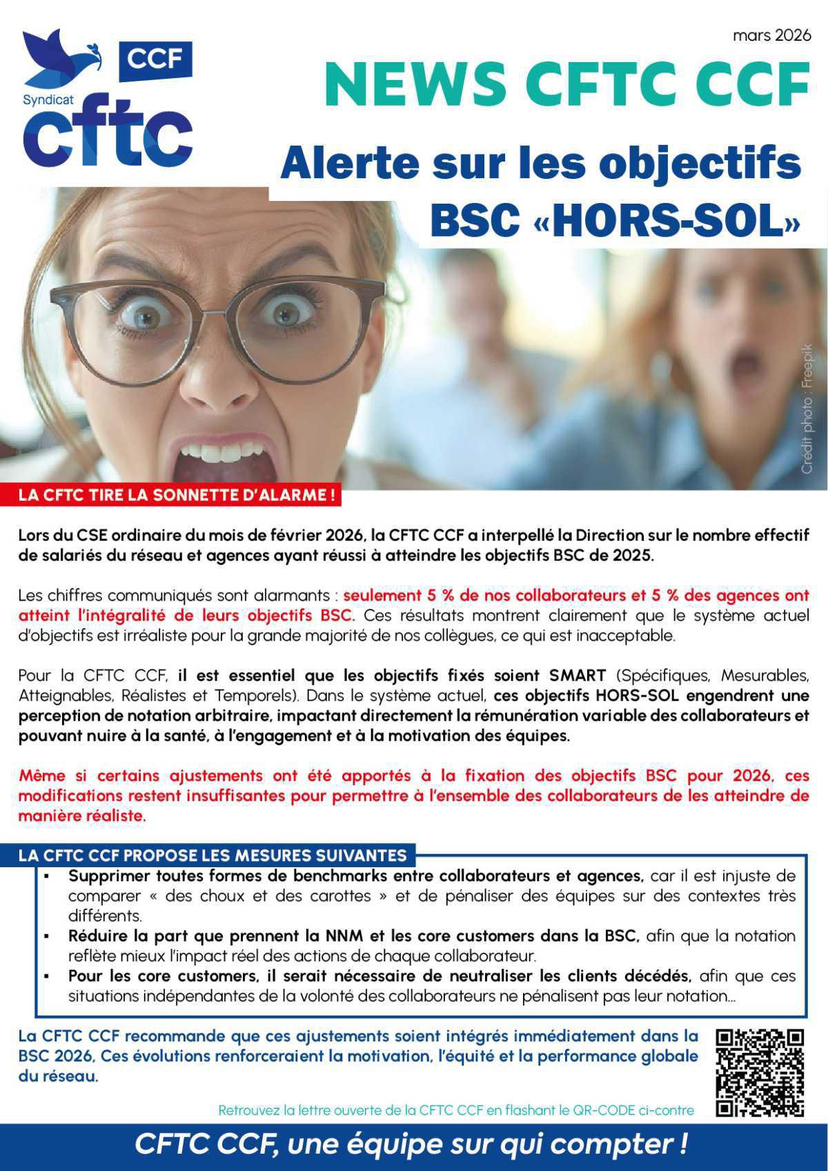 NEWS CFTC CCF / TRACT Alerte sur les objectifs BSC "HORS-SOL" 