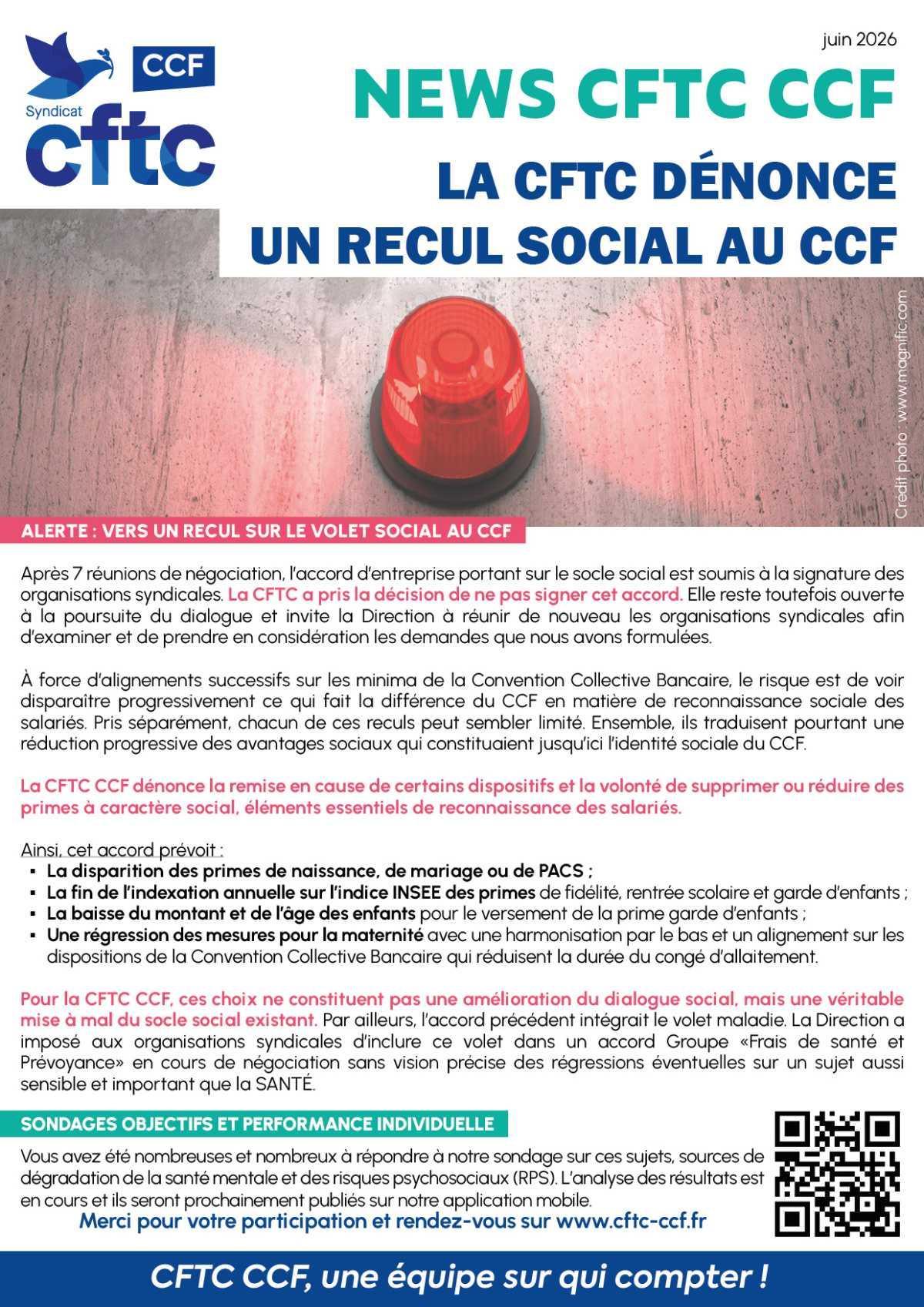 NEWS CFTC CCF / TRACT Intéressement Groupe CCF 2026 et la CFTC Dénonce...