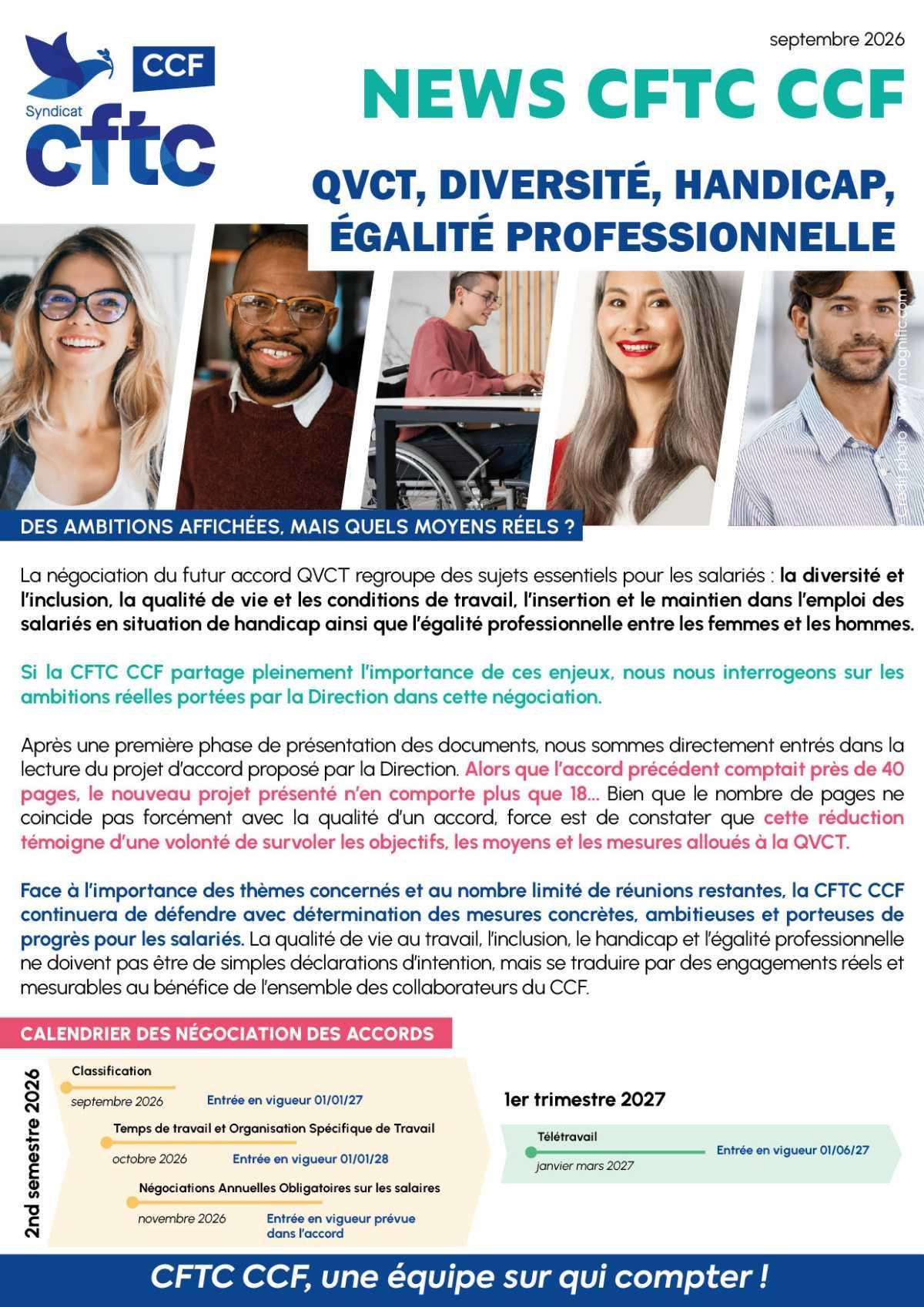 NEWS CFTC CCF / TRACT Accords Groupe CCF et MMB frais de santé et prévoyance - Accord QVCT 