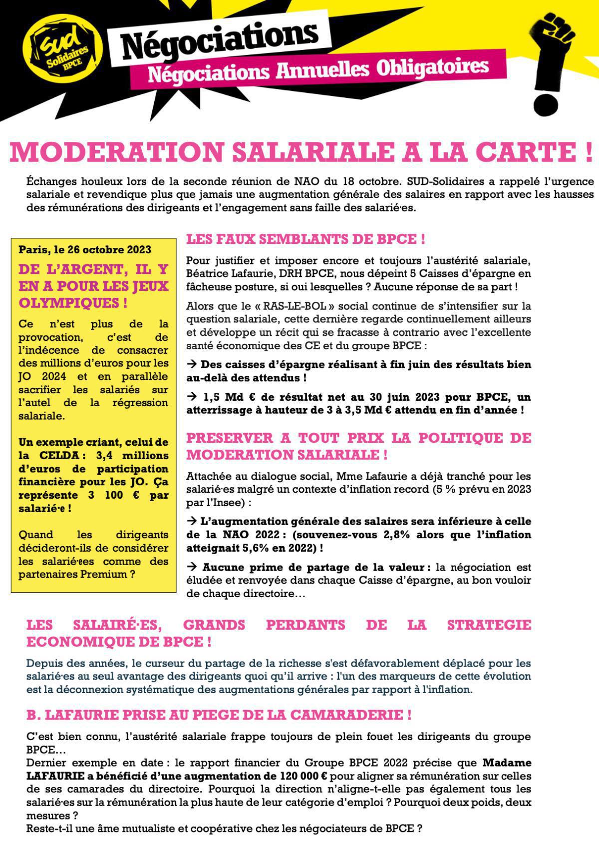 MODERATION SALARIALE A LA CARTE !