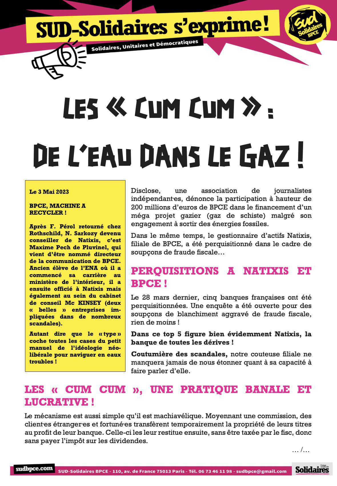 LES « CUM CUM » : DE L’EAU DANS LE GAZ !