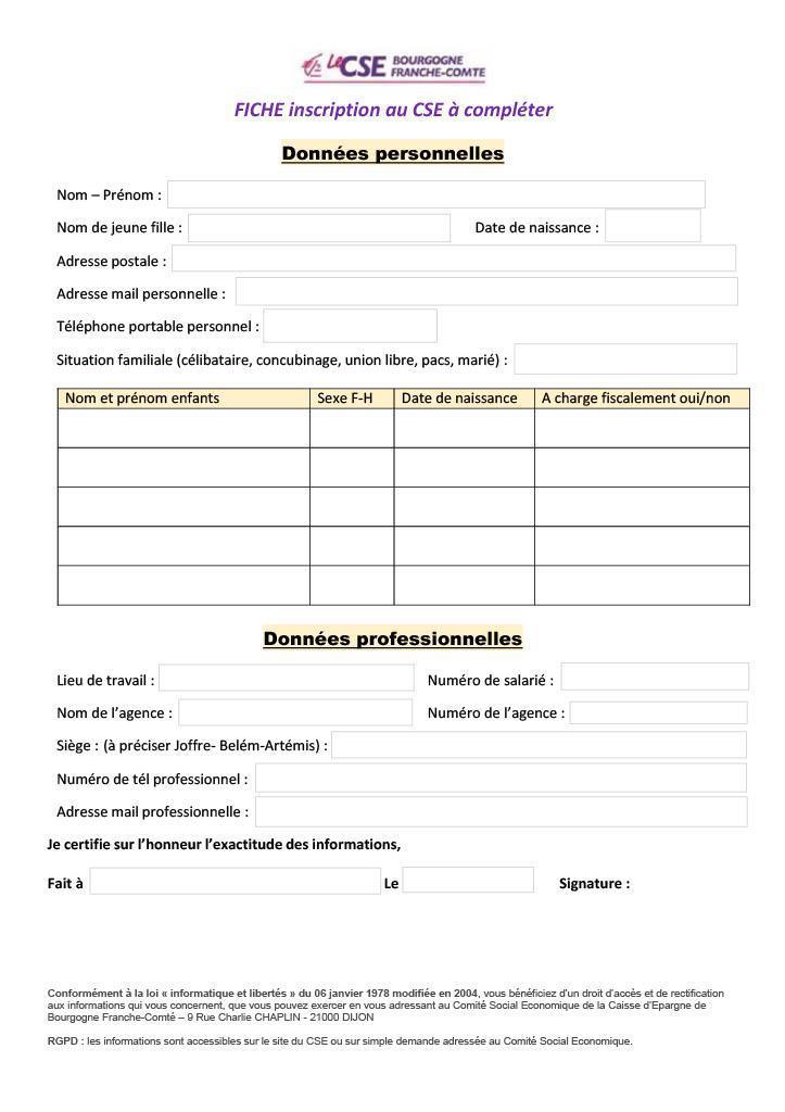 Inscription CSE !
