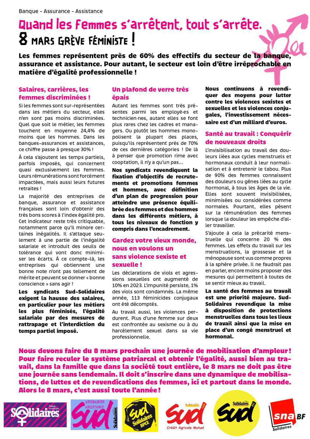 Le 8 mars, journée de lutte pour les droits de Femmes