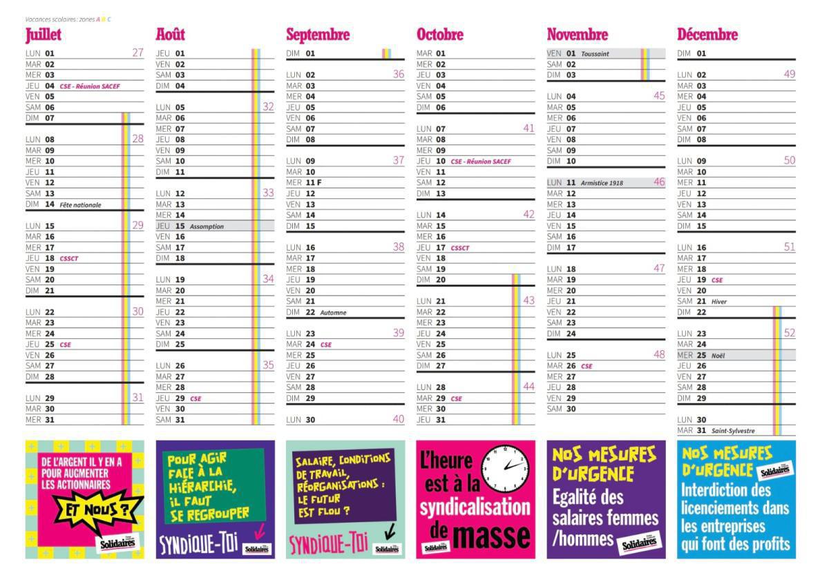 infos utiles - calendrier