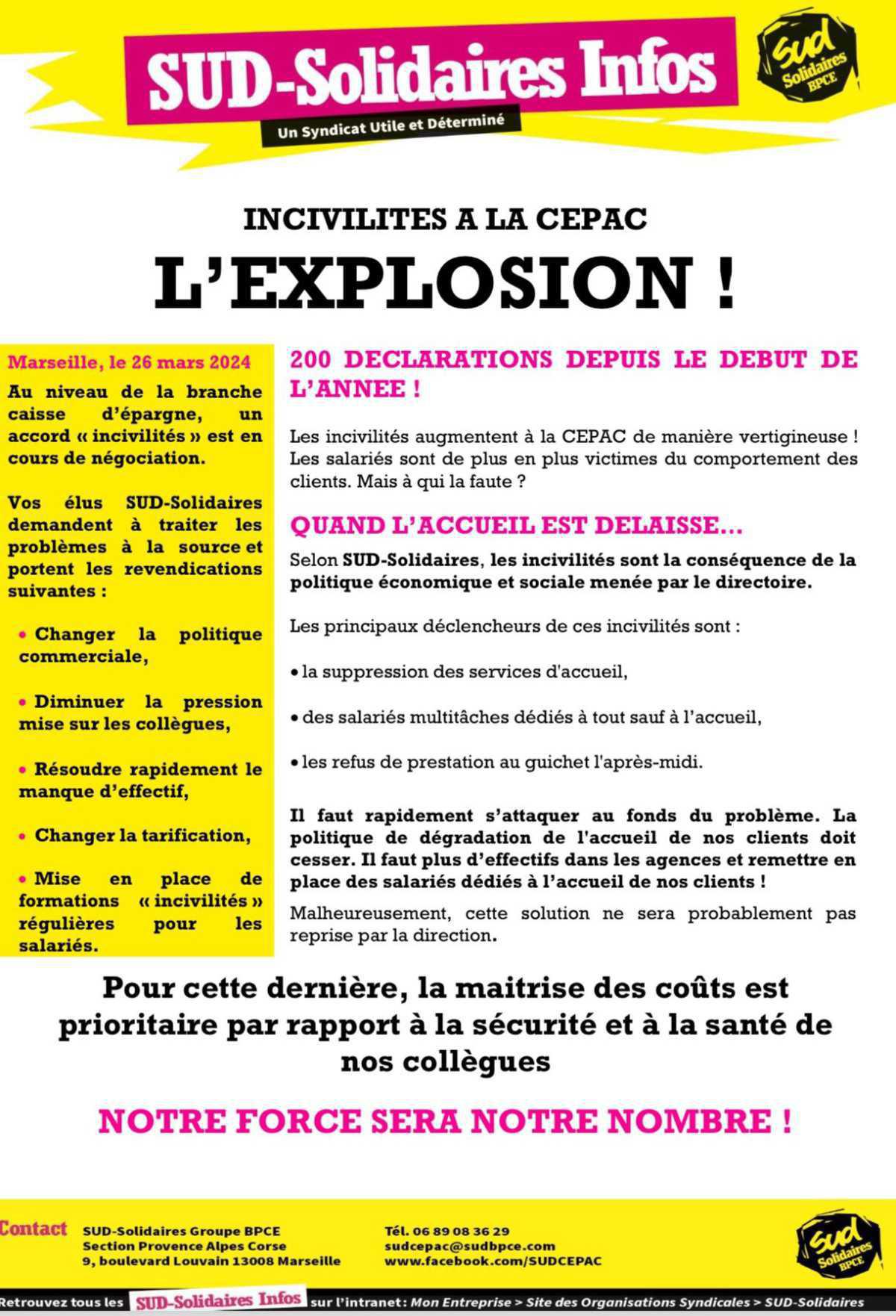 Incivilités à la CEPAC ... L'EXPLOSION!