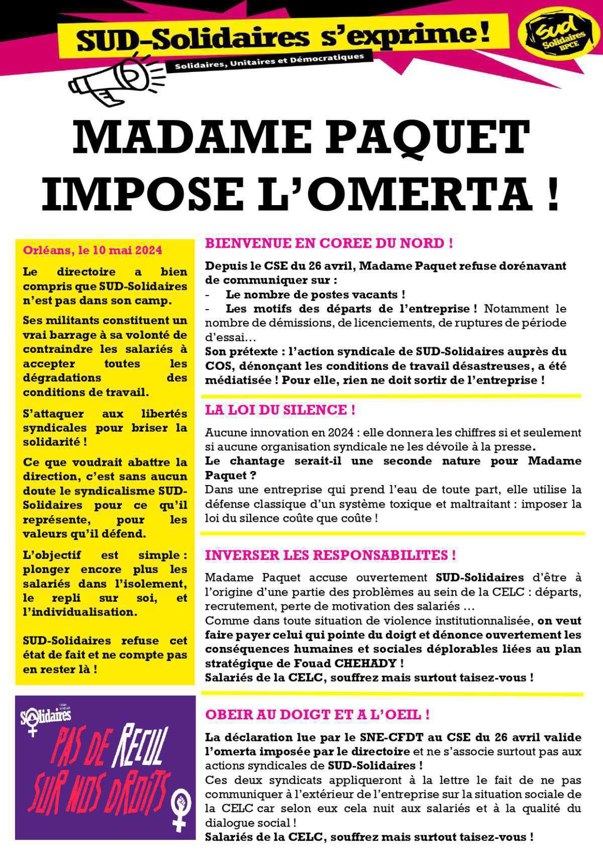 Omerta à la CELC