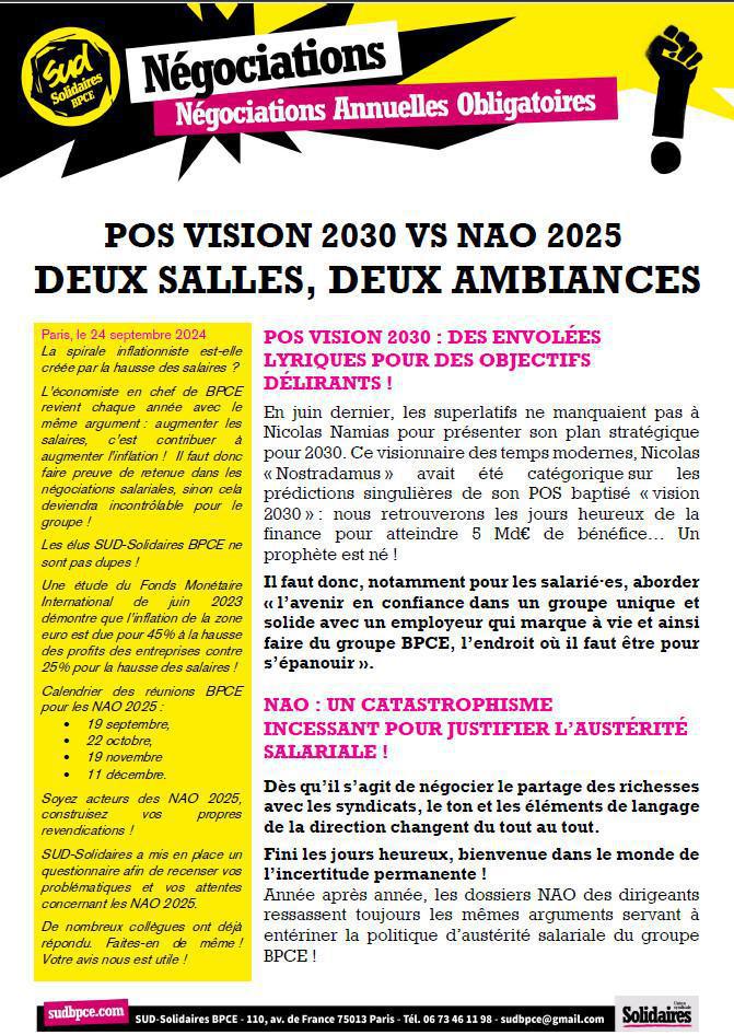 NAO 2025 : BPCE ET SA STRATEGIE DE L’ECHEC !