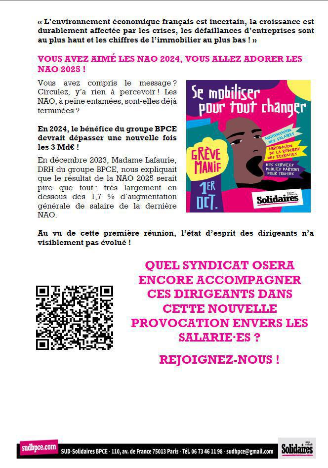 NAO 2025 : BPCE ET SA STRATEGIE DE L’ECHEC !