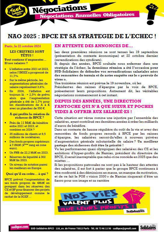 NAO 2025 : BPCE et sa stratégie de l'échec !