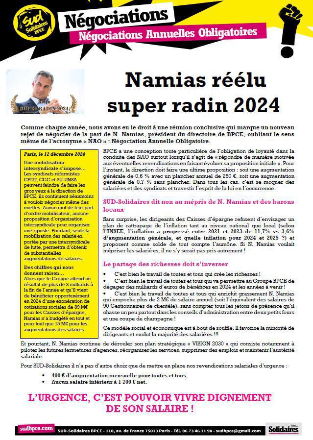 Namias réélu super radin 2024 - 12/2024