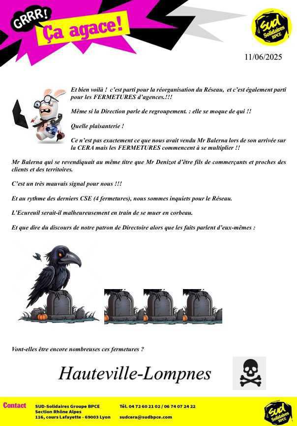 FERMETURES d’agences.!!!