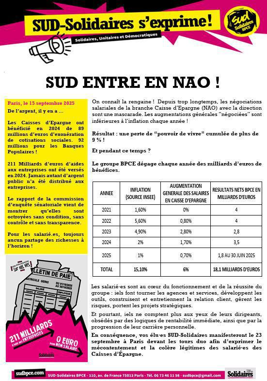 SUD ENTRE EN NAO ! 09/2025 National