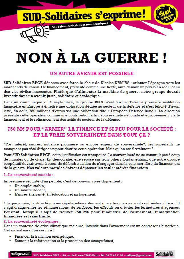 Non à la guerre ! - 10/2025 National 