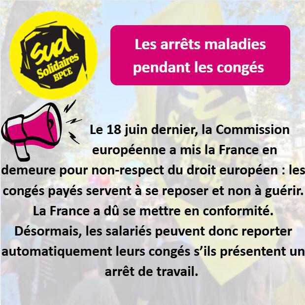 Les arrêts maladies pendants les congés 