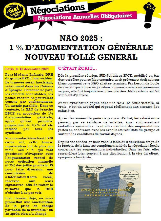Nao 2025 : 1 % d'augmentation générale - National 