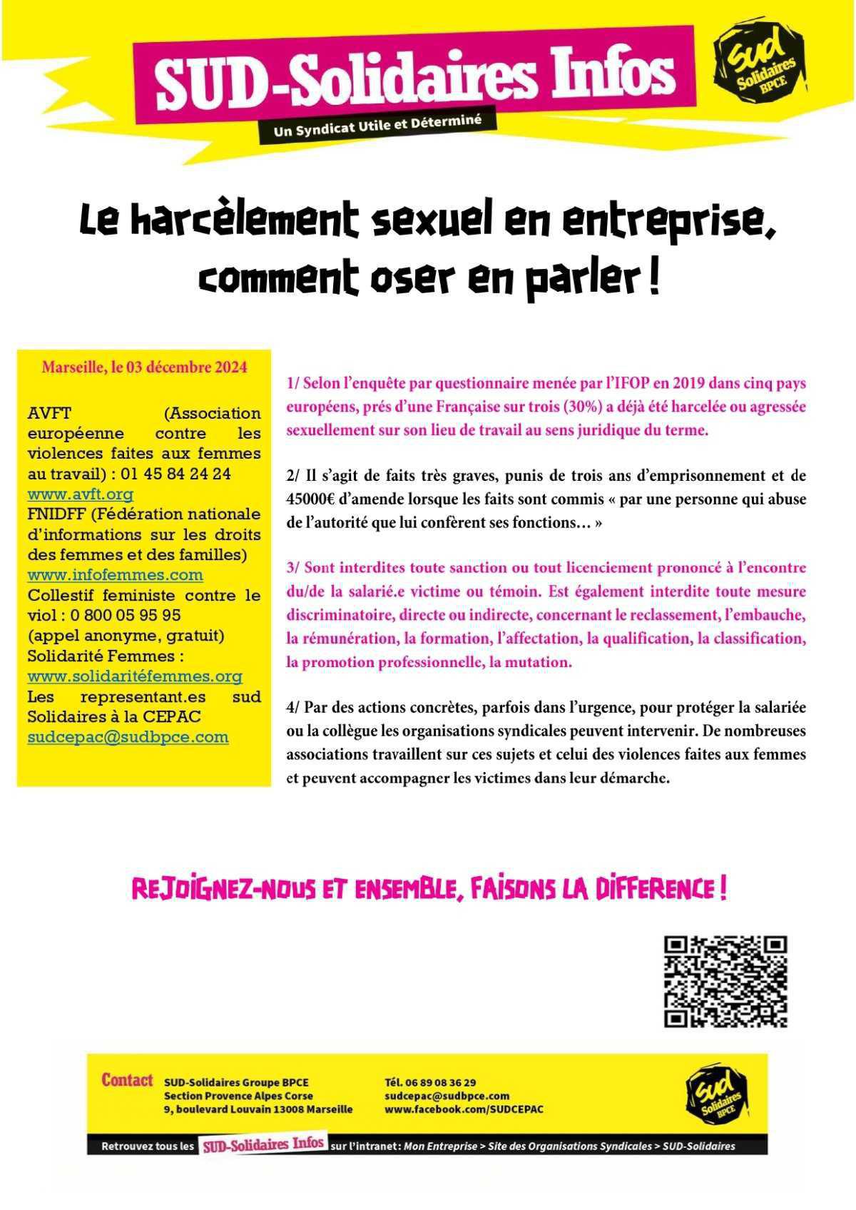 HARCELEMENT SEXUEL EN ENTREPRISE