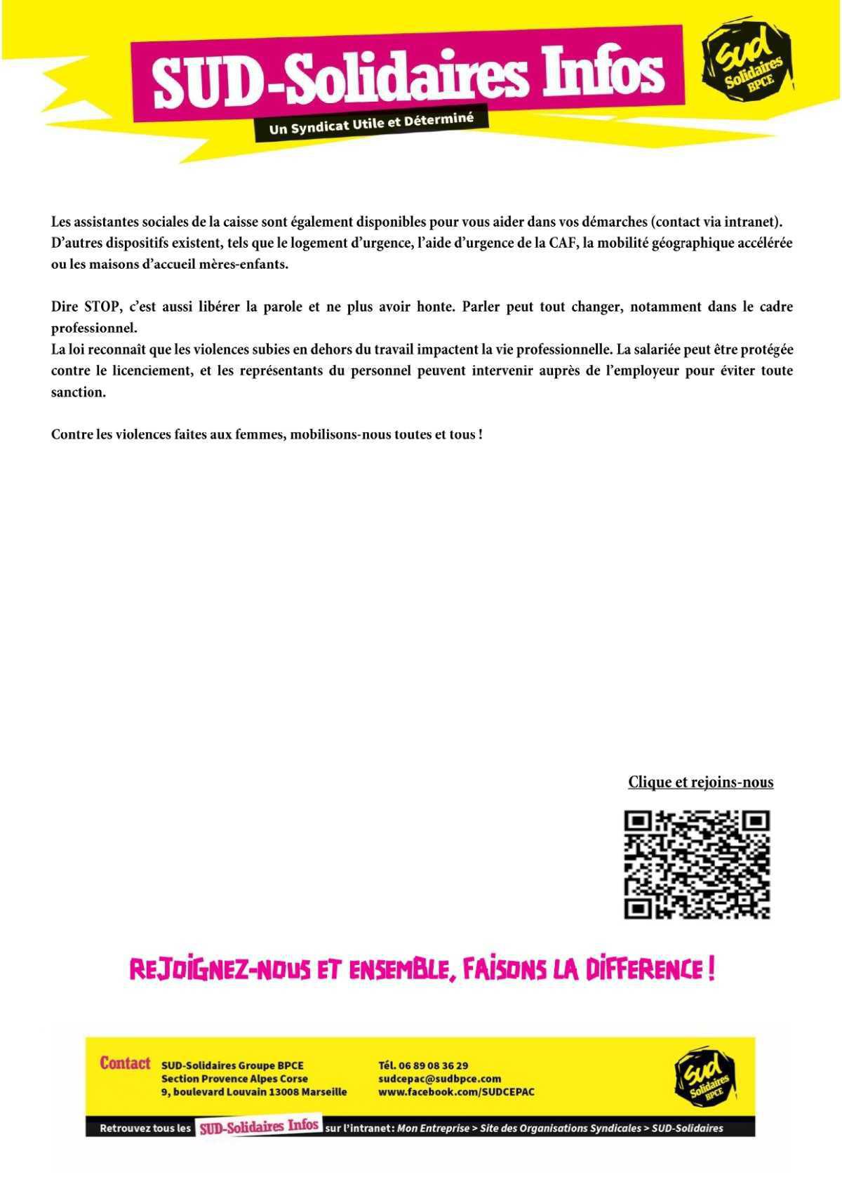 STOP AUX VIOLENCES SEXISTES ET SEXUELLES, LE 25 NOVEMBRE