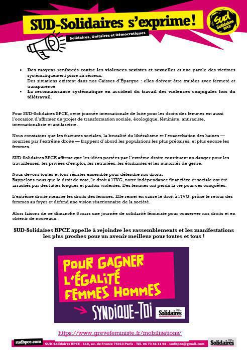 Le dimanche 8 mars n'est pas une fête !