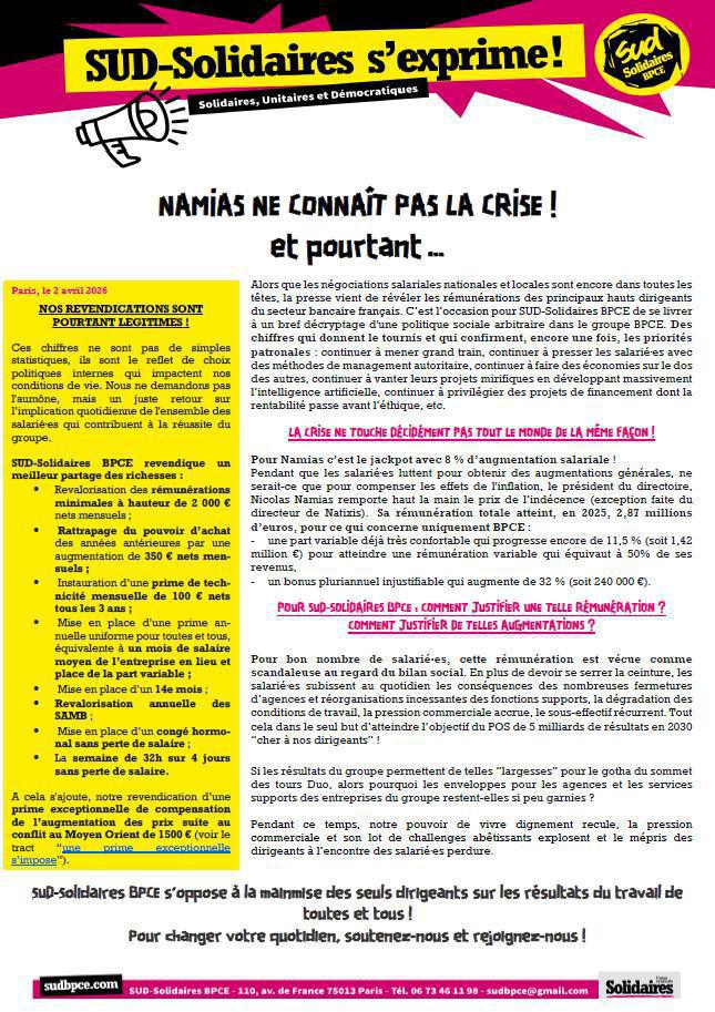 NAMIAS NE CONNAÎT PAS LA CRISE ! et pourtant … 
