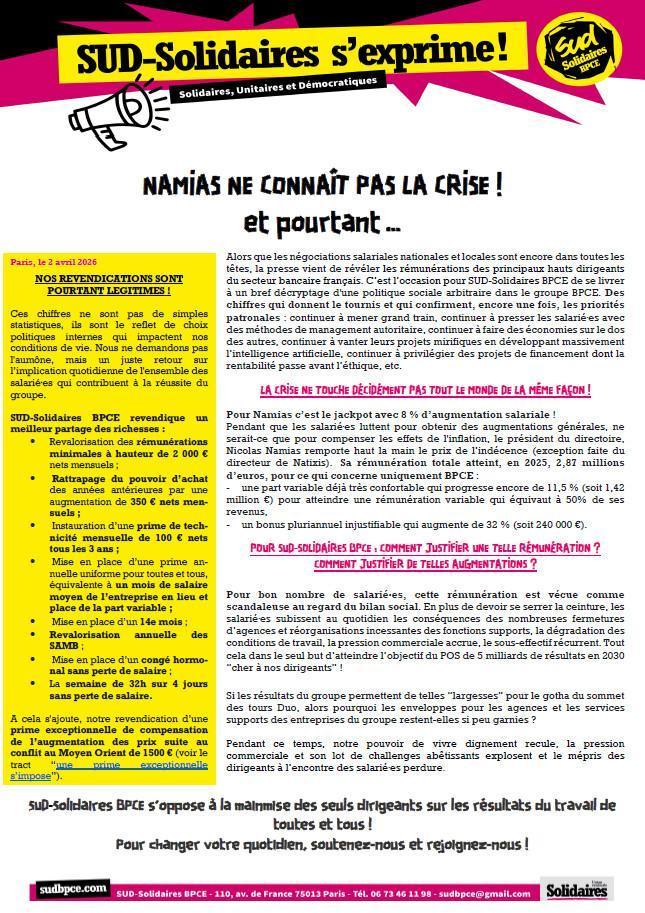 NAMIAS NE CONNAÎT PAS LA CRISE ! et pourtant … NAMIAS NE CONNAÎT PAS LA CRISE ! et pourtant …