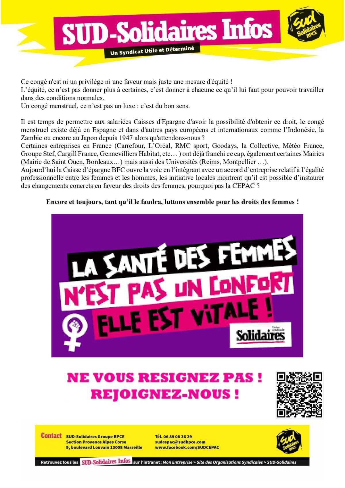 CONGE MENSTRUEL ET HORMONAL, IL EST TEMPS DE LE METTRE EN PLACE