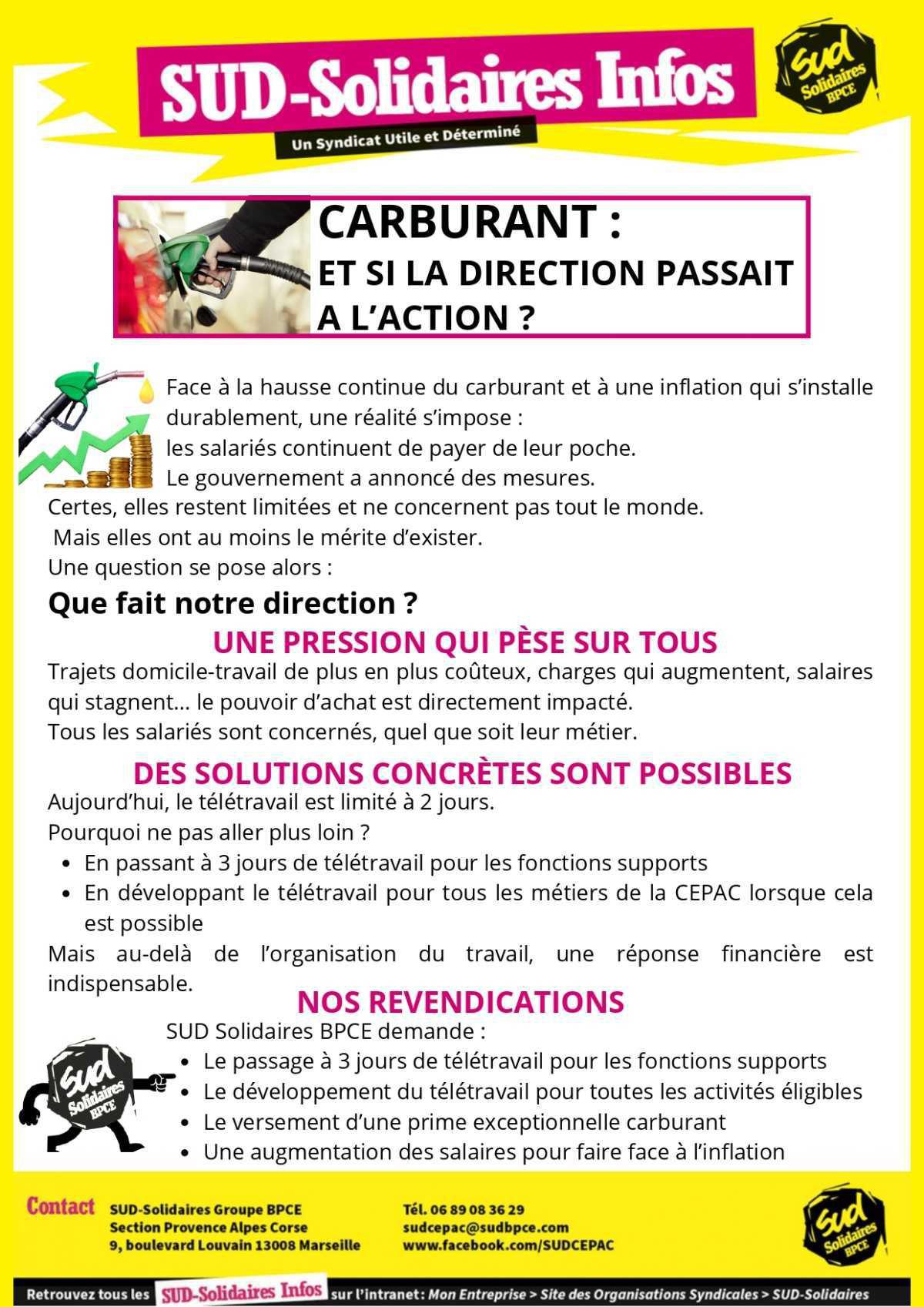 CARBURANT : ET SI LA DIRECTION PASSAIT A L'ACTION?