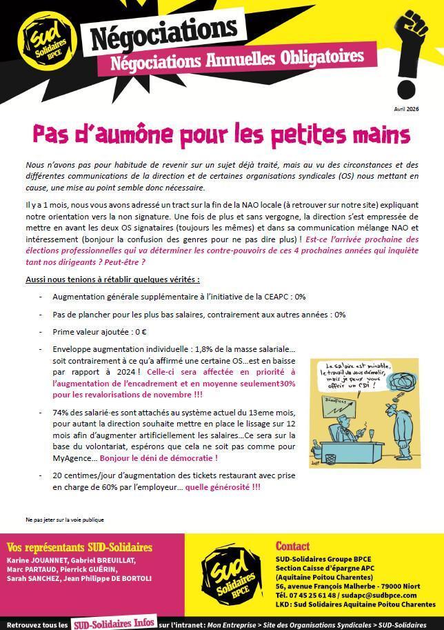 Pas d’aumône pour les petites mains Pas d’aumône pour les petites mains